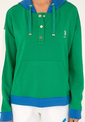 Kadın Yeşil Kapüşonlu Sweatshirt - 50262543010