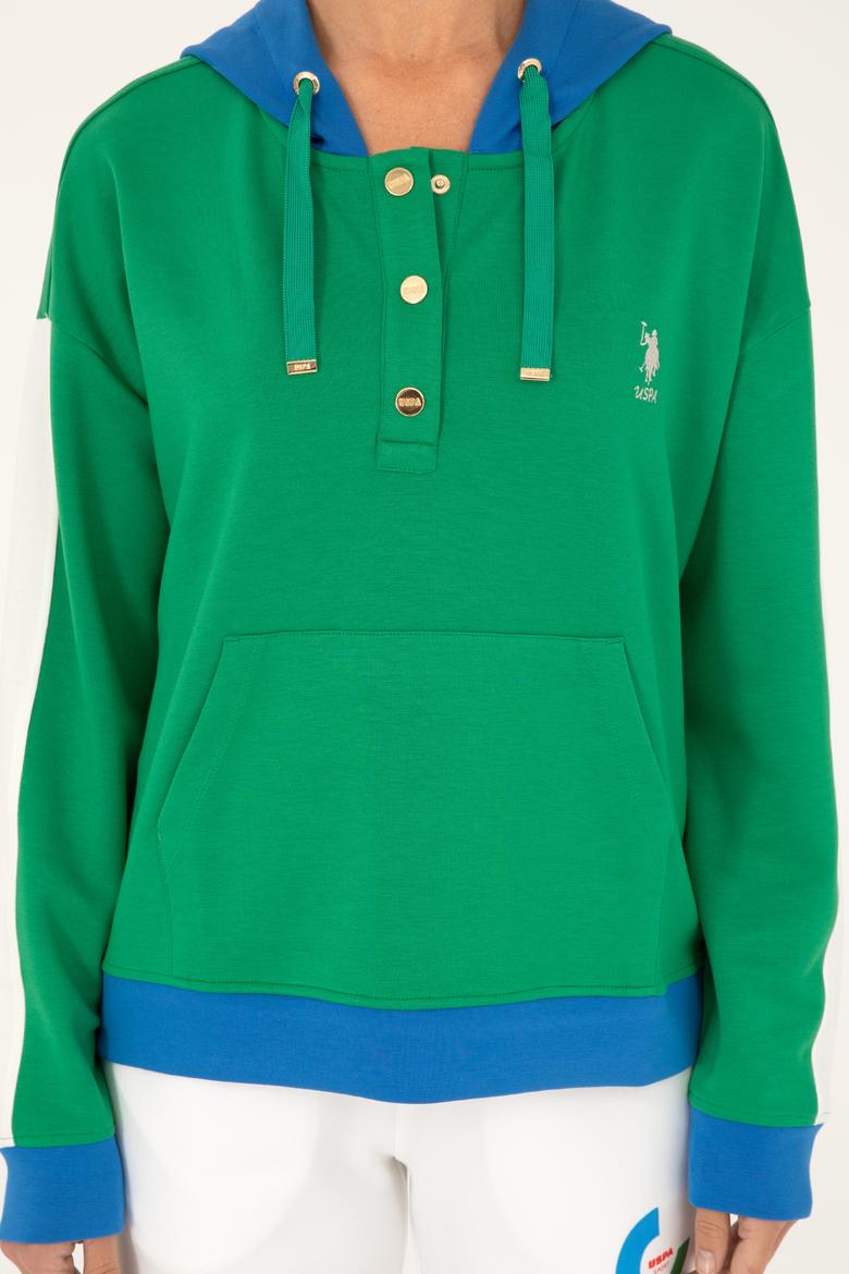 Kadın Yeşil Kapüşonlu Sweatshirt - 50262543010