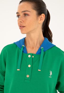 Kadın Yeşil Kapüşonlu Sweatshirt - 50262543010