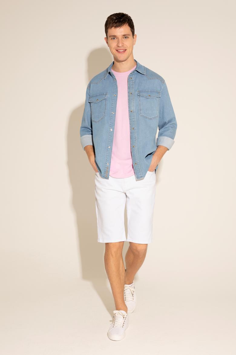 Erkek Beyaz Jean Şort