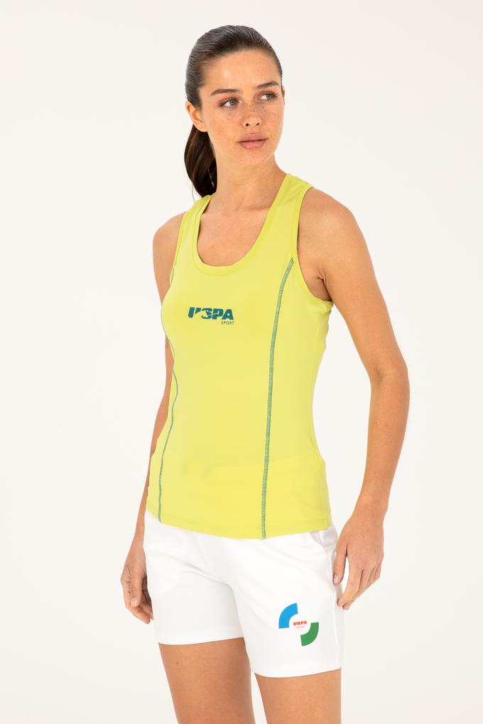 Kadın Fıstık Yeşili Kolsuz Bisiklet Yaka Tişört