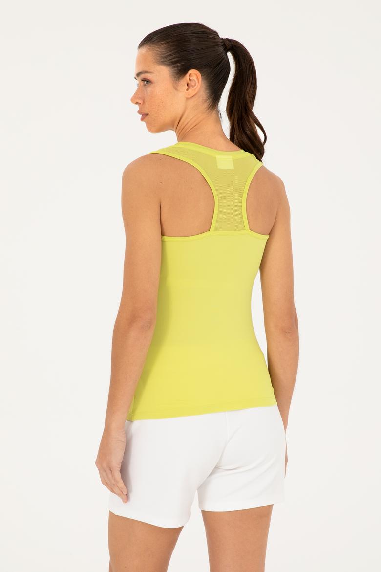 Kadın Fıstık Yeşili Kolsuz Bisiklet Yaka Tişört - 50284361001