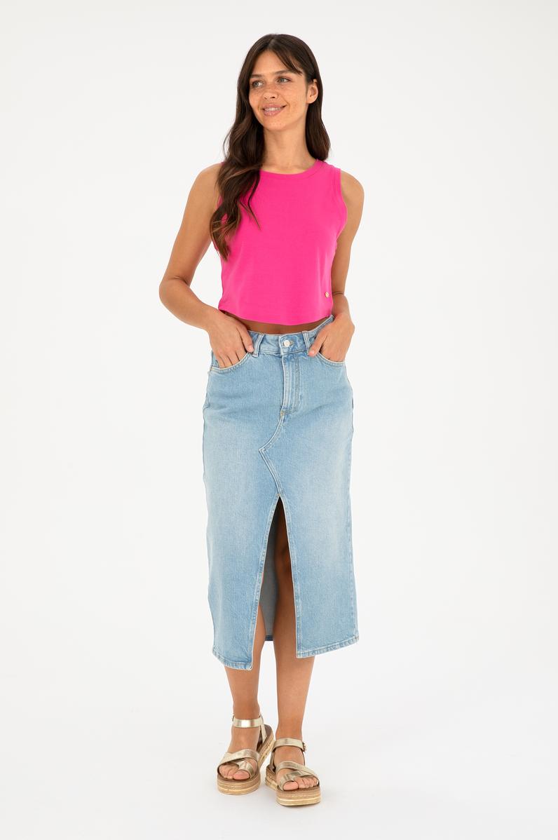 Kadın Açık Mavi Midi Boy Jean Etek