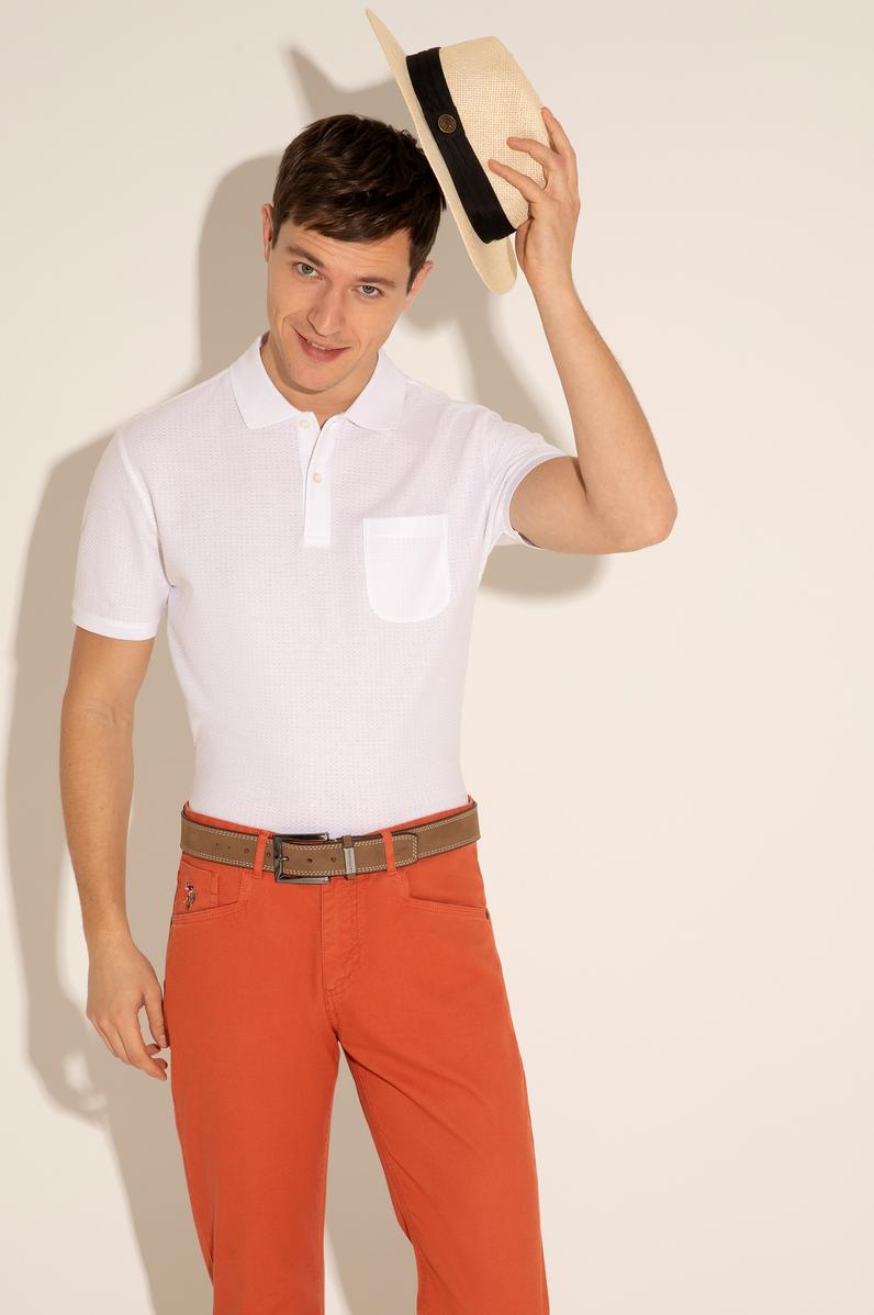 Erkek Regular Fit Polo Yaka Beyaz Tişört