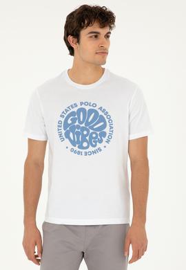 Erkek Regular Fit Bisiklet Yaka Beyaz Tişört - 50281078036