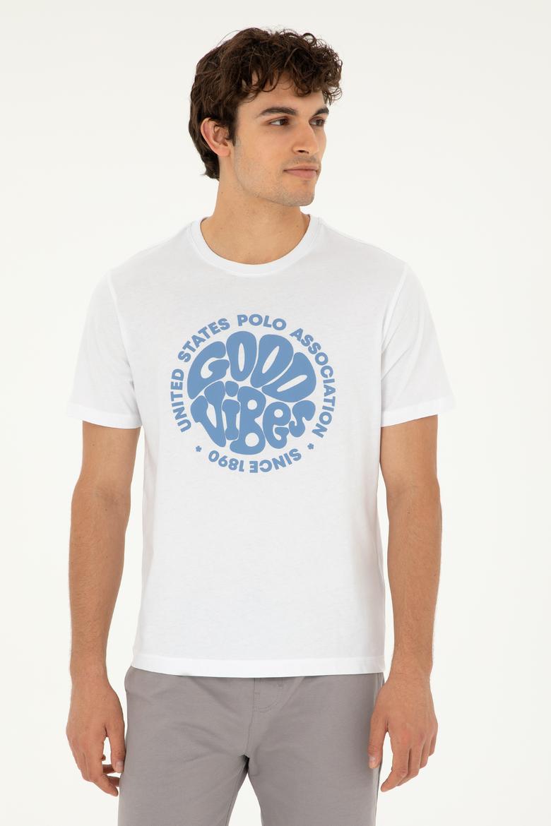 Erkek Regular Fit Bisiklet Yaka Beyaz Tişört - 50281078036