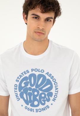 Erkek Regular Fit Bisiklet Yaka Beyaz Tişört - 50281078036