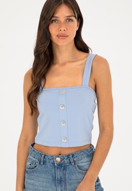 Kadın Açık Mavi Kolsuz Tişört - 50286100012