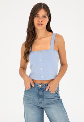 Kadın Açık Mavi Kolsuz Tişört - 50286100012