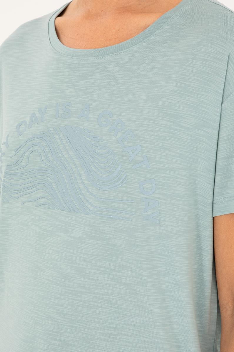 Kadın Su Yeşili Bisiklet Yaka Tişört