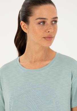 Kadın Su Yeşili Bisiklet Yaka Tişört - 50283780037