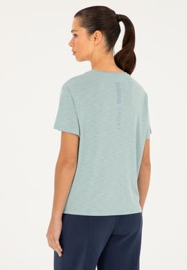 Kadın Su Yeşili Bisiklet Yaka Tişört - 50283780037