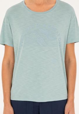 Kadın Su Yeşili Bisiklet Yaka Tişört - 50283780037