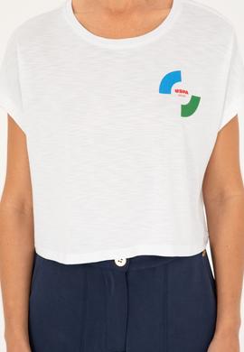 Kadın Beyaz Bisiklet Yaka Tişört - 50284353006