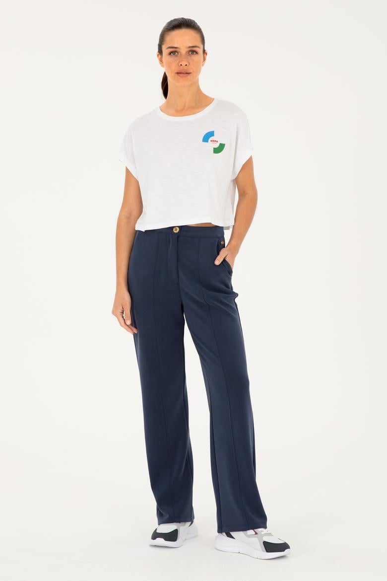 Kadın Beyaz Bisiklet Yaka Tişört - 50284353006