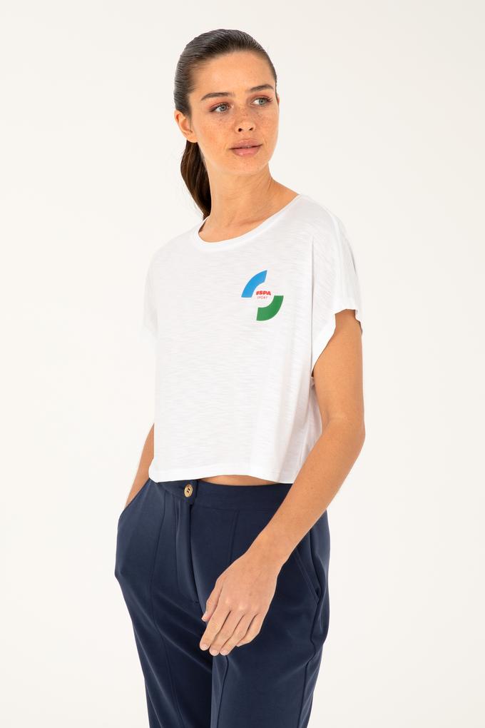 Kadın Beyaz Bisiklet Yaka Tişört