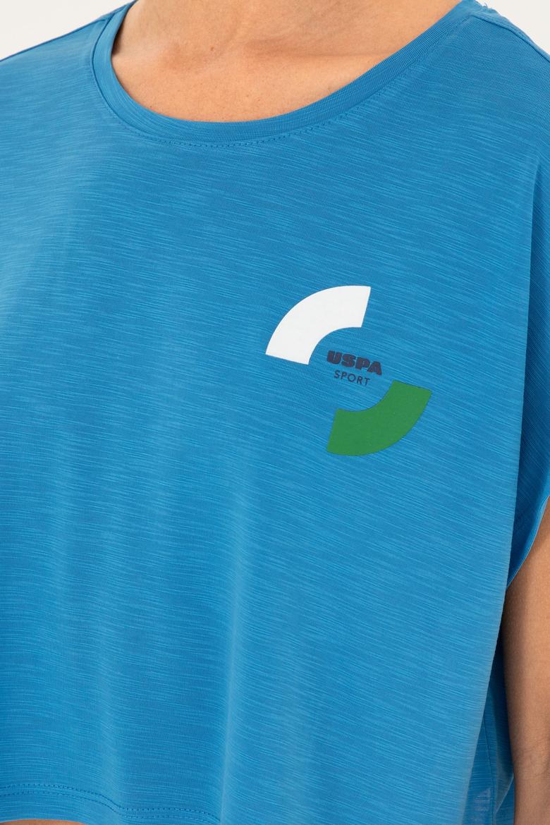 Kadın Saks Bisiklet Yaka Tişört - 50284353014