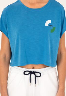 Kadın Saks Bisiklet Yaka Tişört - 50284353014