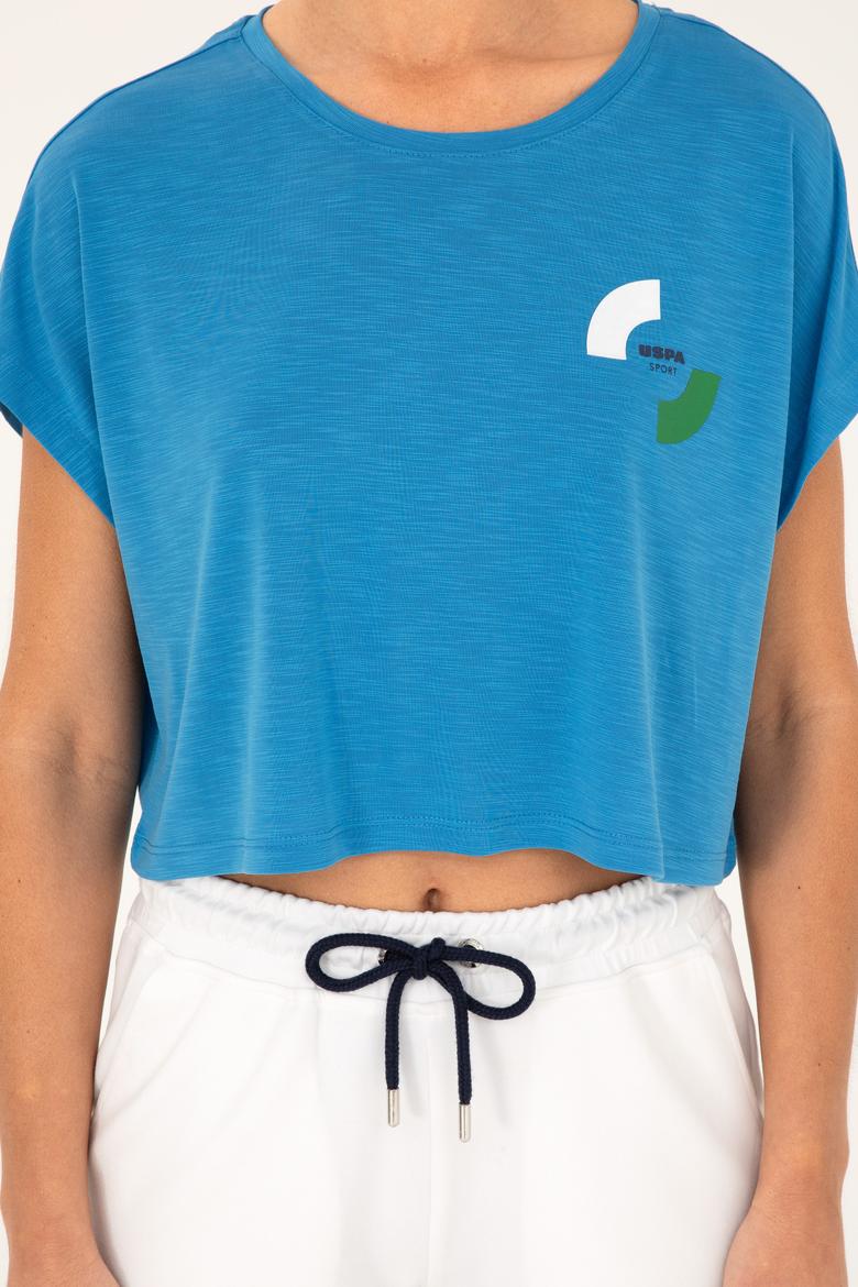 Kadın Saks Bisiklet Yaka Tişört - 50284353014