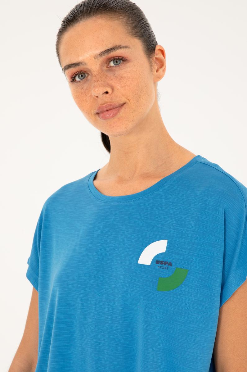 Kadın Saks Bisiklet Yaka Tişört