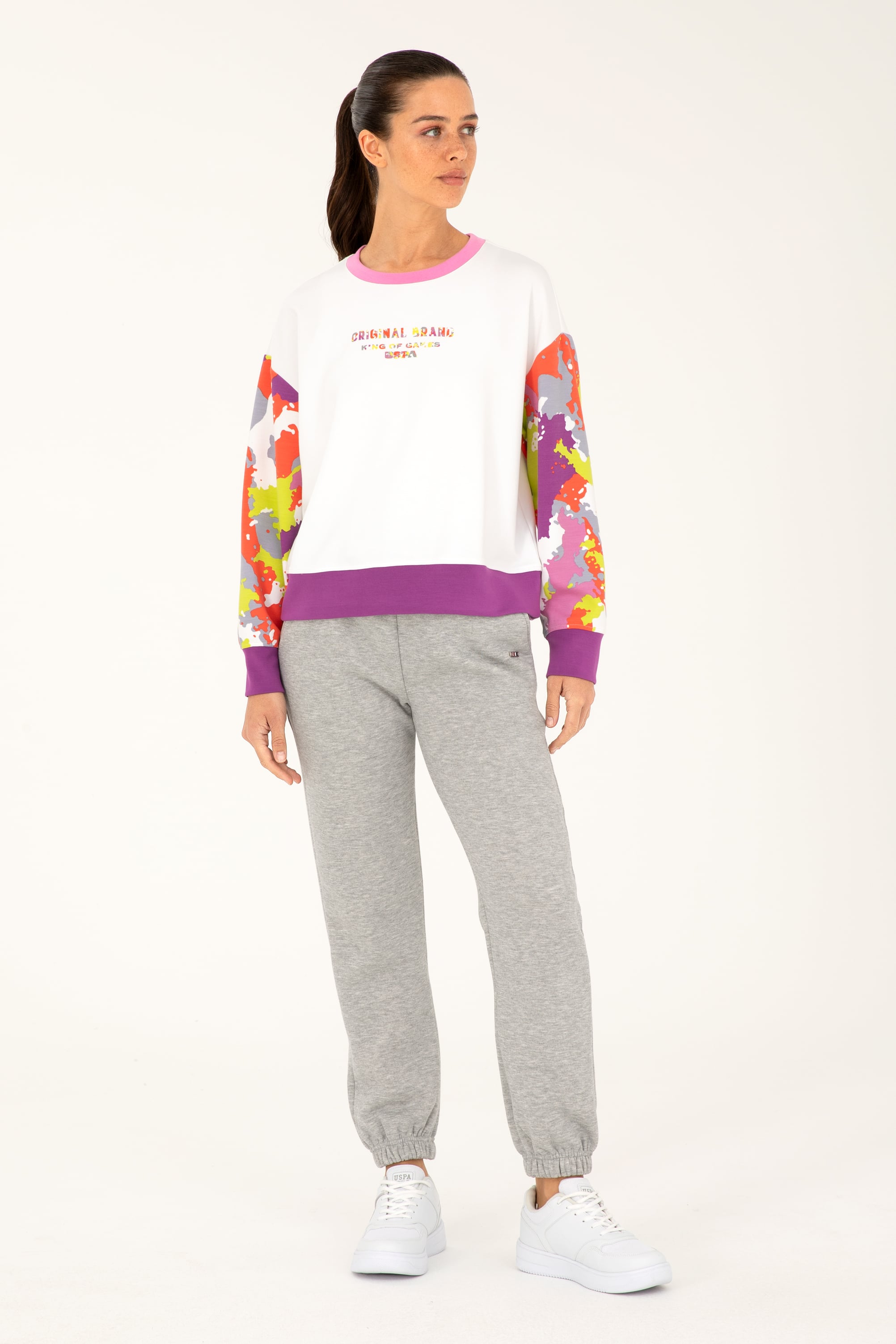 Kadın Beyaz Sweatshirt - Image 4