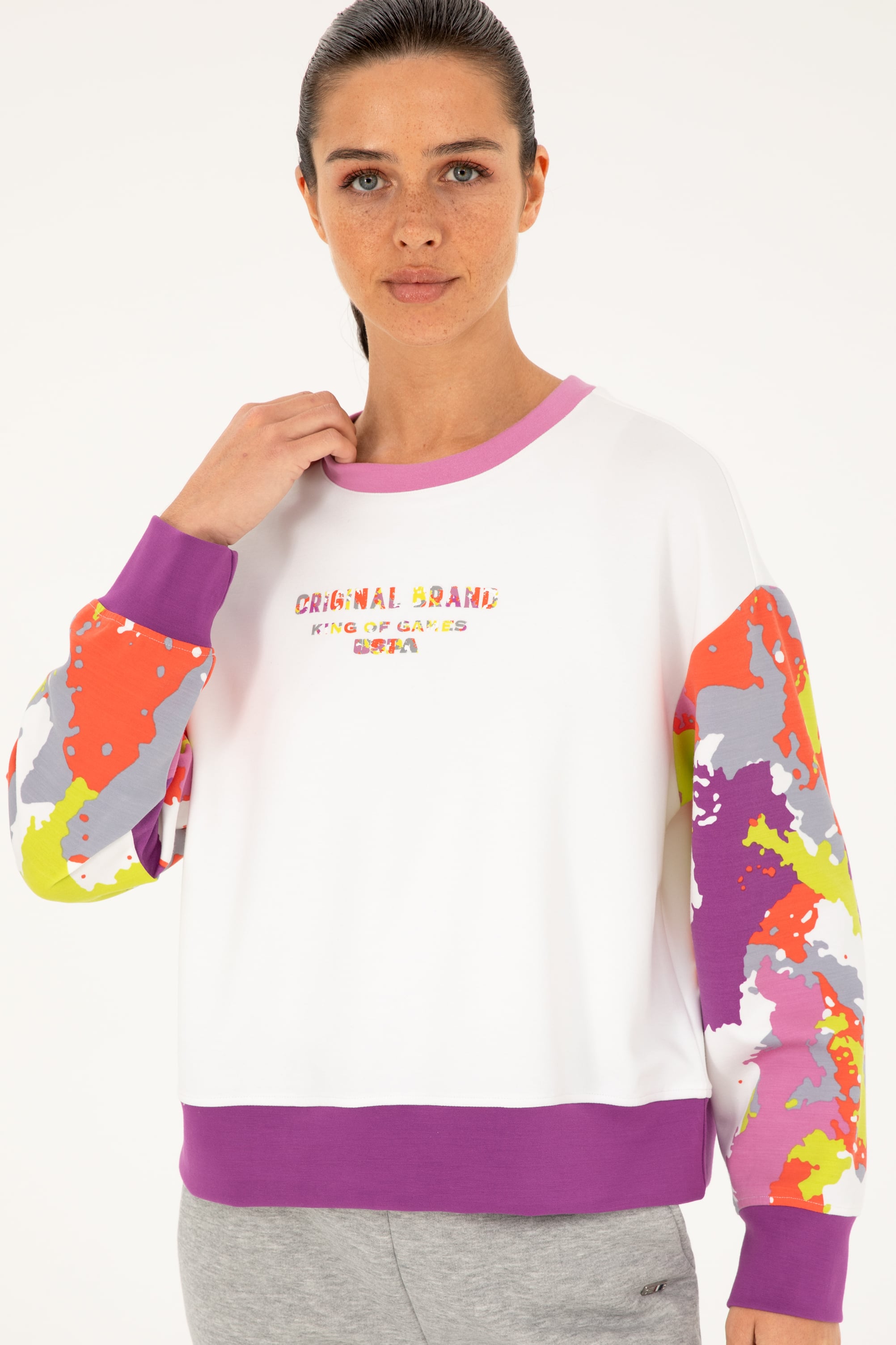 Kadın Beyaz Sweatshirt - Image 3