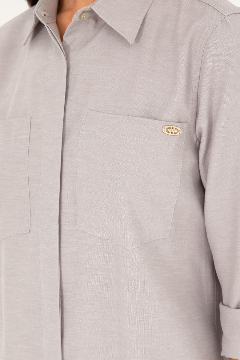 Kadın Gri Dokuma Elbise - 50289220015