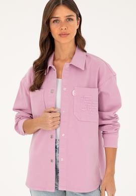 Kadın Pudra Jean Gömlek - 50289275003