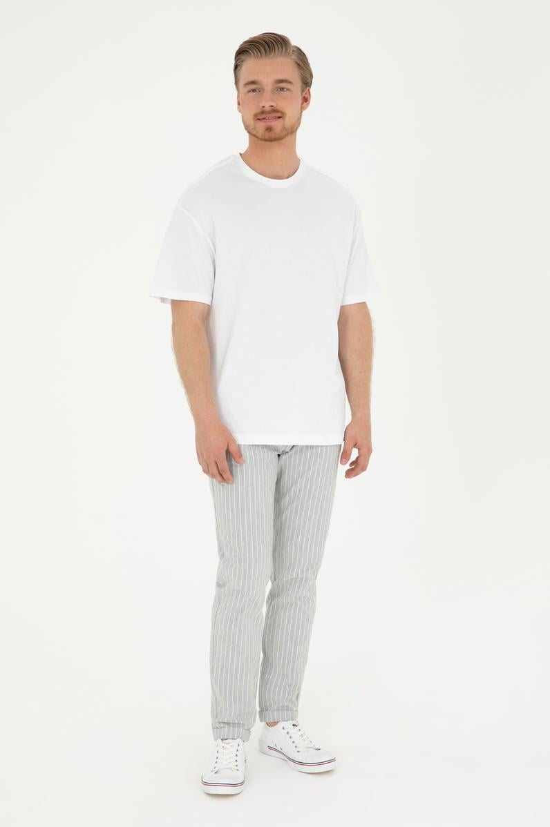 Erkek Açık Mavi Kanvas Pantolon