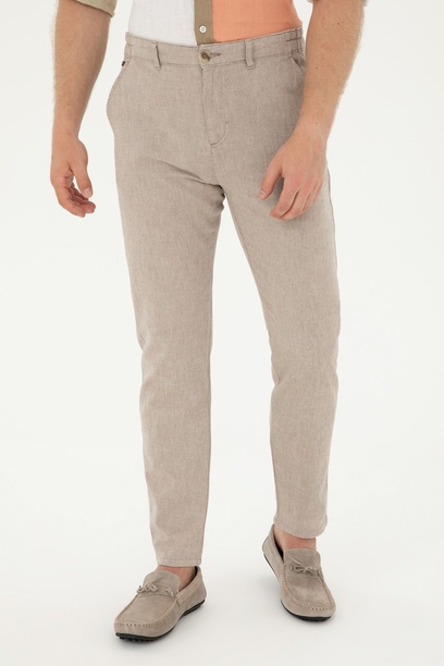 Erkek Carrot Fit Camel Kanvas Pantolon