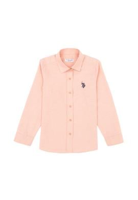 Kız Çocuk Somon Polo Yaka Uzun Kollu Gömlek - 50289206041