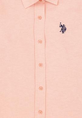 Kız Çocuk Somon Polo Yaka Uzun Kollu Gömlek - 50289206041