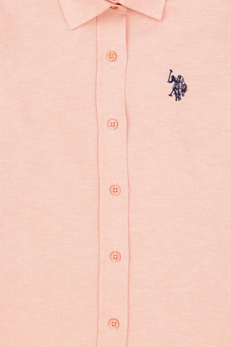 Kız Çocuk Somon Polo Yaka Uzun Kollu Gömlek