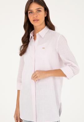 Kadın Pembe Uzun Kollu Gömlek - 50289063019