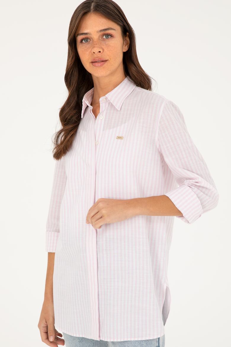 Kadın Pembe Uzun Kollu Gömlek - 50289063019