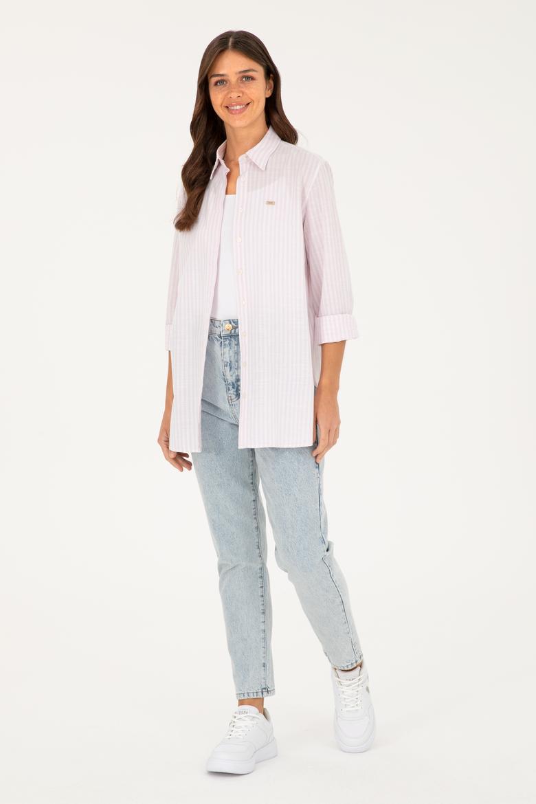 Kadın Pembe Uzun Kollu Gömlek - 50289063019