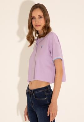 Kadın Lila Polo Yaka Tişört - 50285879023