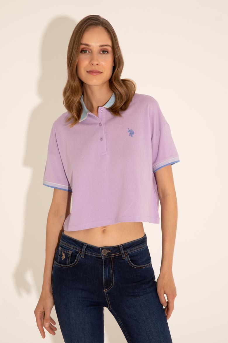 Kadın Lila Polo Yaka Tişört - 50285879023
