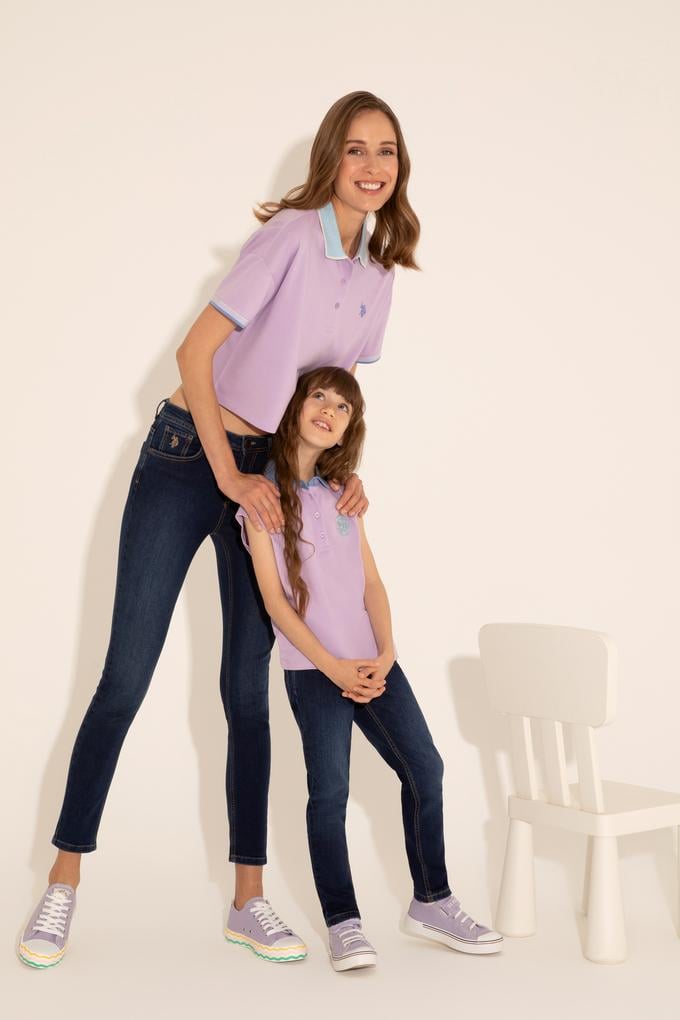 Kadın Lila Polo Yaka Tişört