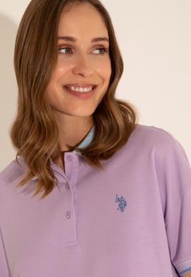 Kadın Lila Polo Yaka Tişört - 50285879023
