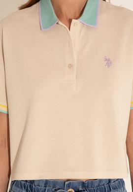 Kadın Krem Polo Yaka Tişört - 50285879003