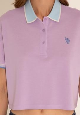 Kadın Lila Polo Yaka Tişört - 50285879023