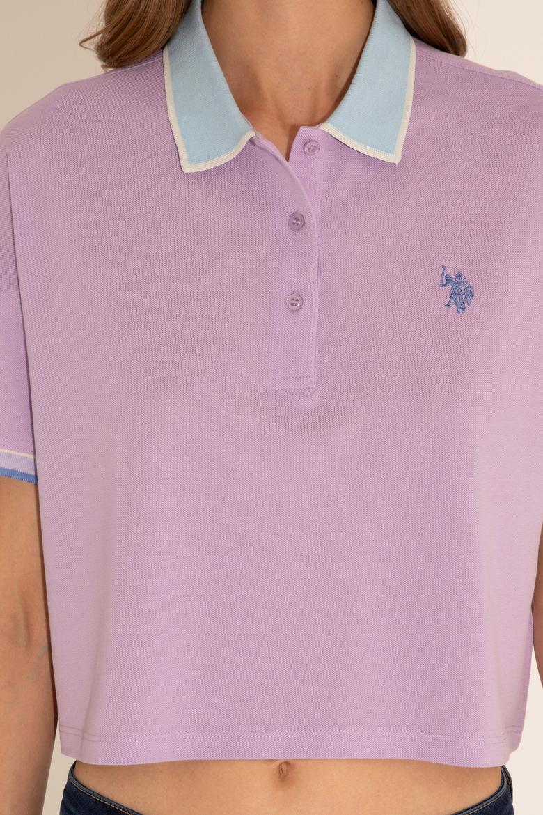 Kadın Lila Polo Yaka Tişört - 50285879023