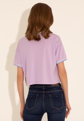 Kadın Lila Polo Yaka Tişört - 50285879023