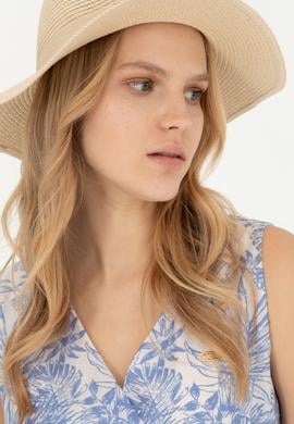 Kadın Mavi V Yaka Dokuma Elbise - 50281046004