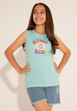 Kız Çocuk Mint Bisiklet Yaka Kolsuz Tişört - 50288410002