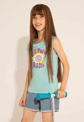 Kız Çocuk Mint Bisiklet Yaka Kolsuz Tişört - 50288410002