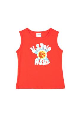 Kız Çocuk Kırmızı Bisiklet Yaka Kolsuz Tişört - 50288410044