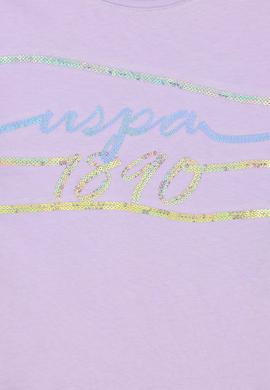 Kız Çocuk Lila Bisiklet Yaka Tişört - 50288437020