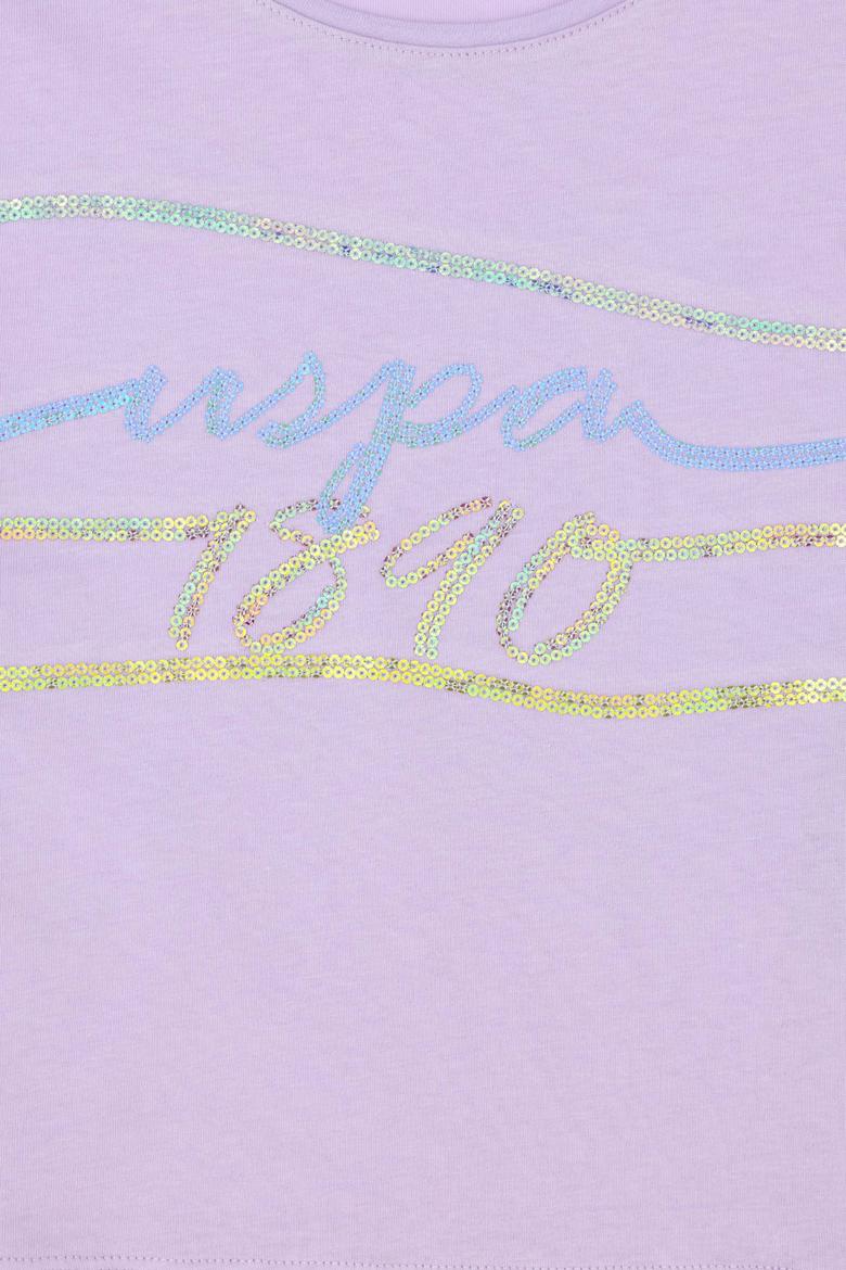 Kız Çocuk Lila Bisiklet Yaka Tişört - 50288437020